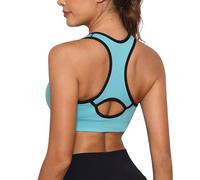 Sykooria Sujetadores Deportivos Mujer Sujetador Deportivo con Espalda de Nadador Top Deportivos Mujer Acolchados Top Corto de Gimnasio de Impacto Medio para Fitness(Azul,L)