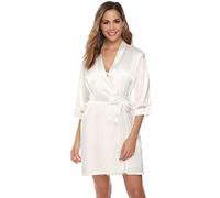 Sykooria Sykooria Bata Kimono Mujer, 2 Piezas Seda Satén Corto Kimono Bata Pijama Vestido de Encaje Conjunto de Lencería Camisón de seda para mujer Mujer