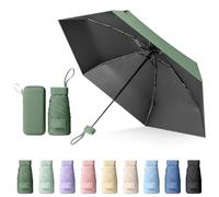 Sykrawki Mini Paraguas Plegable Portátil, Protección UV y Antiviento con Cubierta de Cápsula, Paraguas de Viaje Compacto para Hombres y Mujeres (Verde bosque)