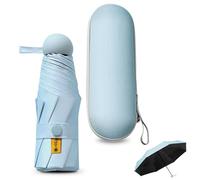 Sykrawki Paraguas Plegable Ultra Compacto para Viaje - Portátil, 8 Costillas Resistente al Viento | Protección UV 99% Impermeable | Unisex para Hombres y Mujeres (Azul cielo)