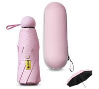 Sykrawki Paraguas Plegable Ultra Compacto para Viaje - Portátil, 8 Costillas Resistente al Viento | Protección UV 99% Impermeable | Unisex para Hombres y Mujeres (rosa)