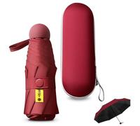 Sykrawki Paraguas Plegable Ultra Compacto para Viaje - Portátil, 8 Costillas Resistente al Viento | Protección UV 99% Impermeable | Unisex para Hombres y Mujeres (Burdeos)