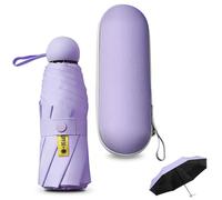 Sykrawki Paraguas Plegable Ultra Compacto para Viaje - Portátil, 8 Costillas Resistente al Viento | Protección UV 99% Impermeable | Unisex para Hombres y Mujeres (Púrpura)