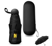 Sykrawki Paraguas Plegable Ultra Compacto para Viaje - Portátil, 8 Costillas Resistente al Viento | Protección UV 99% Impermeable | Unisex para Hombres y Mujeres (negro)