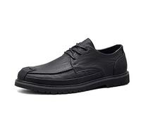 SYktcjgs Classic Oxford For Men Casual Loafers Comfortable Lace Up British Style Flats Shoes PU Leather Upper Round Toe Abrasion Resistant (Color : Black, Size : 42 EU)