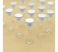 SYLALE 100 Piezas 13 * 22 * 60 mm 12 ml Frascos de Vidrio pequeños Frascos de Vidrio Tapa de Rosca Plateada Tubo de ensayo Contenedores Transparentes Manualidades DIY