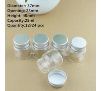 SYLALE 12/24 pcs/Lot 23 * 37 * 40mm 25ml Mini Glass Bottle Empty Jar Container Small DIY Decorative Bottles Glass Jars Containers(24 Pieces)