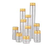 SYLALE 12 Botellas vacías de Vidrio de 10 ml, 15 ml, 20 ml, 25 ml, 30 ml, 40 ml, 50 ml, 60 ml, 80 ml y 100 ml con Tapas de Aluminio Doradas, frascos de Vidrio for Especias.(25ml)