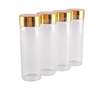 SYLALE 24 Botellas de Vidrio de 45 ml y 30 x 90 mm con Tapas Doradas, Transparentes, for perfumes y Especias.