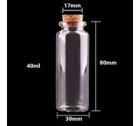 SYLALE 24 Botellas de Vidrio Transparente con tapón de Corcho, de 10 ml, 15 ml, 20 ml, 25 ml y 30 ml, for Especias, Manualidades y Bricolaje.(40ml)