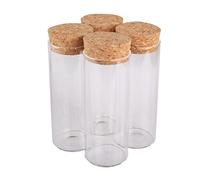 SYLALE 24 Tubos de ensayo de 120 ml con tapón de Corcho, frascos de Especias de 47 x 120 mm, frascos de Vidrio for Almacenamiento, recipientes de Vidrio for Bodas, Manualidades y Bricolaje.