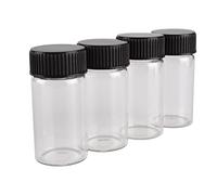 SYLALE 5 uds 25ml 30 * 60mm frascos de Vidrio con Tapas de plástico Negro Botellas de Vidrio Transparente Botellas de poción Viales de Vidrio for artesanía