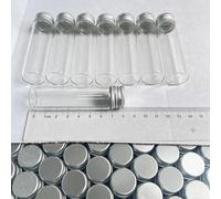 SYLALE 50/100 Botellas de Vidrio Transparente de 20 ml con Tapa de Aluminio, 13 × 22 × 80 mm, pequeños Tubos de ensayo, frascos Decorativos for Manualidades y Almacenamiento.(50 Pieces)