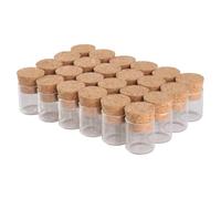 SYLALE 50 Tubos de ensayo pequeños de 22 x 25 mm y 4 ml con tapón de Corcho, minibotellas de Vidrio, frascos, Viales for Regalo de Boda, Manualidades con Colgantes.