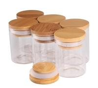 SYLALE 6 Tubos de ensayo de 60 ml (tamaño 47 x 60 mm) con Tapas de bambú, Recipiente de Vidrio, Botella de poción for Manualidades y Regalos de Boda.