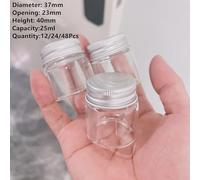 SYLALE Botellas de Vidrio 12/24/48 Piezas 23 * 37 * 40 mm 25 ml Tapa de Aluminio Frascos de Vidrio Contenedores vacíos Botellas de Deseos Mini Viales(12 Pieces)