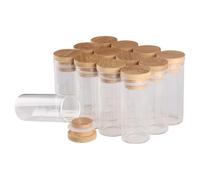 SYLALE Lote de 12 Botellas vacías de Vidrio de 10 ml, 15 ml, 20 ml, 25 ml, 30 ml, 40 ml, 45 ml, 50 ml y 60 ml con Tapa de bambú, for Especias, Manualidades y Mucho más.(20ml)
