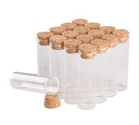 SYLALE Lote de 24 Tubos de ensayo de Vidrio pequeños de 30 ml, 40 ml, 50 ml y 60 ml con tapón de Corcho, for Manualidades de Boda.(30ml - 25 x 80mm)