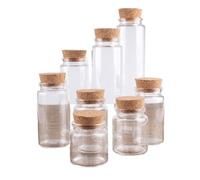 SYLALE Lote de 6 Botellas de Vidrio de 50 ml, 60 ml, 80 ml, 100 ml, 120 ml, 150 ml, 200 ml y 240 ml con tapón de Corcho, Ideales for Regalos de Boda.(200ml)