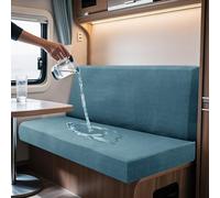 SYLC 2 Piezas Impermeable Fundas Cojin Autocaravana, Caravana Fundas De Asiento Y Respaldo con Corbatas, Campervan Cubierta De Cojín para Sofá Jacquard (Checkered Blue,Rectangular L)