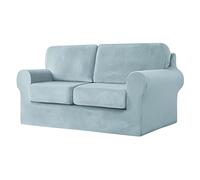 SYLC Funda de sofá con Cojines de Asiento Separados y respaldos Estiramiento Terciopelo Sofá Slipcover Muebles Protector Split Combinado (Large 2 Seat Set 5 PCS,Light Blue)