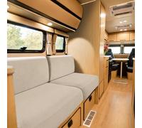 SYLC Fundas De Cojín para Caravanas con 2 Correas, Jacquard Elástica Funda Cojin Sofa Ajustable, Capas Sofa Asiento para Auto RV Comedor (Beige,W 94-122 cm, D 26-40 cm)