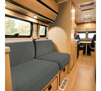 SYLC Fundas De Cojín para Caravanas con 2 Correas, Jacquard Elástica Funda Cojin Sofa Ajustable, Capas Sofa Asiento para Auto RV Comedor (Med Grey,W 90-130 cm, D 60-90 cm)