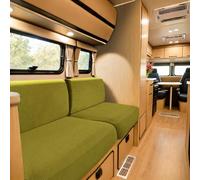 SYLC Fundas De Cojín para Caravanas con 2 Correas, Jacquard Elástica Funda Cojin Sofa Ajustable, Capas Sofa Asiento para Auto RV Comedor (Beangreen,W 95-115 cm, D 45-65 cm)