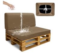 SYLC Impermeable Funda De Cojines Palets Exterior Jardin, Elástico Terciopelo Fundas para Palés, Protectores De Muebles Madera Sofa Terraza Lavable (Camel,2 PCS(1 Seat+1 Back))