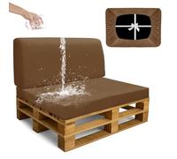 SYLC Impermeable Funda De Cojines Palets Exterior Jardin, Elástico Terciopelo Fundas para Palés, Protectores De Muebles Madera Sofa Terraza Lavable (Red-Brown,2 PCS(1 Seat+1 Back))