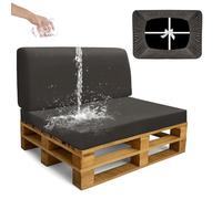 SYLC Impermeable Funda De Cojines Palets Exterior Jardin, Elástico Terciopelo Fundas para Palés, Protectores De Muebles Madera Sofa Terraza Lavable (Grey,2 PCS(1 Seat+1 Back))