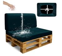 SYLC Impermeable Funda De Cojines Palets Exterior Jardin, Elástico Terciopelo Fundas para Palés, Protectores De Muebles Madera Sofa Terraza Lavable (Teal,2 PCS(1 Seat+1 Back))