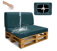 SYLC Impermeable Funda De Cojines Palets Exterior Jardin, Elástico Terciopelo Fundas para Palés, Protectores De Muebles Madera Sofa Terraza Lavable (Blue,2 PCS(1 Seat+1 Back))