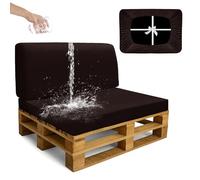 SYLC Impermeable Funda De Cojines Palets Exterior Jardin, Elástico Terciopelo Fundas para Palés, Protectores De Muebles Madera Sofa Terraza Lavable (Red Cafe,2 PCS(1 Seat+1 Back))