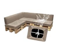 SYLC Impermeable Funda De Cojines Palets Exterior Jardin, Elástico Terciopelo Fundas para Palés, Protectores De Muebles Madera Sofa Terraza Lavable (Taupe,7 PCS(3 Seats+4 Backs))