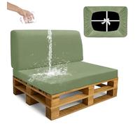 SYLC Impermeable Funda De Cojines Palets Exterior Jardin, Elástico Terciopelo Fundas para Palés, Protectores De Muebles Madera Sofa Terraza Lavable (Avocado,2 PCS(1 Seat+1 Back))