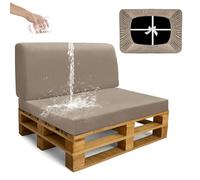 SYLC Impermeable Funda De Cojines Palets Exterior Jardin, Elástico Terciopelo Fundas para Palés, Protectores De Muebles Madera Sofa Terraza Lavable (Taupe,2 PCS(1 Seat+1 Back))