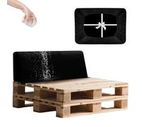 SYLC Impermeable Funda De Cojines Palets Exterior Jardin, Elástico Terciopelo Fundas para Palés, Protectores De Muebles Madera Sofa Terraza Lavable (Black,Back 120×40×10/20cm)