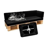 SYLC Impermeable Funda De Cojines Palets Exterior Jardin, Elástico Terciopelo Fundas para Palés, Protectores De Muebles Madera Sofa Terraza Lavable (Black,5 PCS(2 Seats+3 Backs))