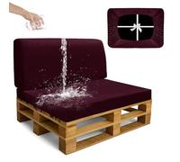 SYLC Impermeable Funda De Cojines Palets Exterior Jardin, Elástico Terciopelo Fundas para Palés, Protectores De Muebles Madera Sofa Terraza Lavable (Magenta,2 PCS(1 Seat+1 Back))
