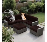 SYLC Impermeables Funda de Cojín Exterior, elástico Funda de Asiento Sofa, Ajustable Protectores de Muebles para terraza ratán Palet Tumbona Lavable (Coffee,Wide 60-90, Deep 35-45cm)