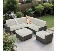 SYLC Impermeables Funda de Cojín Exterior, elástico Funda de Asiento Sofa, Ajustable Protectores de Muebles para terraza ratán Palet Tumbona Lavable (Ivory,Wide 30-45, Deep 30-45cm)