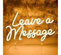 SYLHOME Letrero de luz LED de neón con texto en inglés "Leave a Message", libro de visitas, mesa de escritorio, boda, recepción, bienvenida, decoración de pared con base de soporte, USB 13.8 x 9.3