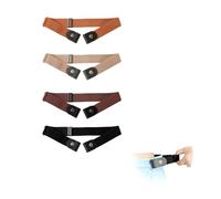 Sylkeov Pack de 4 cinturones elásticos sin hebilla para adultos y niños, Cinturones ajustables invisibles para niños y niñas, negro, marrón, beige y camello. Adaptados para edades de 3 a 15 años