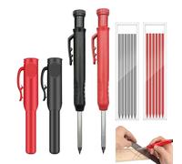 Sylkeov Set de 2 Lápiz Carpintero Profesional, Lápices Marcadores para Construcción y Carpintería con 12 Minas de 2,8 mm, Lápiz Mecánico de Carpintero para Trazar Líneas Precisas