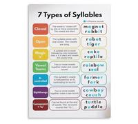 Syllable Rules Metal Sign Phonics Teaching Aid Chart for Reading Intervention Small Group Instruction Orton Gillingham Resource 8 X 12 inch