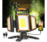 SYLSTAR Foco LED Recargable 30W, 3000LM Foco LED Bateria con Imán, 5 Modos Focos Portatil y Función Powerbank, Plegable y Trabajo, Impermeable para Obra Taller Camping Garaje Pesca Emergencia