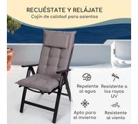 Sylt Cojín acolchado Cojín de exterior para sillas con respaldo alto Almohada Poliéster 50x120x9cm Blumfeldt