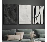 SYLUOQP 3PCS Póster Decorativo en Lienzo con patrón geométrico Abstracto en Blanco y Negro de, sin Marco,20x30cm