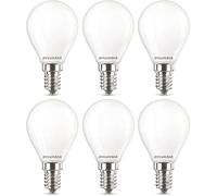Sylvania Bombilla LED G45 mini Globe esmerilada, regulable, E14, 4,5 W, 470 lúmenes, blanco cálido 2700 K, paquete de 6
